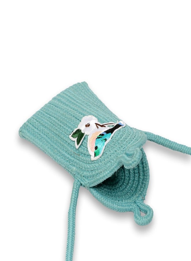 Ariya Women Mobile Sling Bag with Sticker (4082 | Sky Blue) Handcrafted PP & Cotton Blend Sling Bag, Perfect for Ladies & Girls, Lightweight Crossbody Bag for Daily Use, Casual, Travel & All Occasions - Image 4